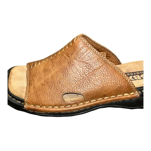 GBX Men’s Brown Leather Slip-On Sandals Size 8M Open Toe Casual Travel - Picture 10 of 10
